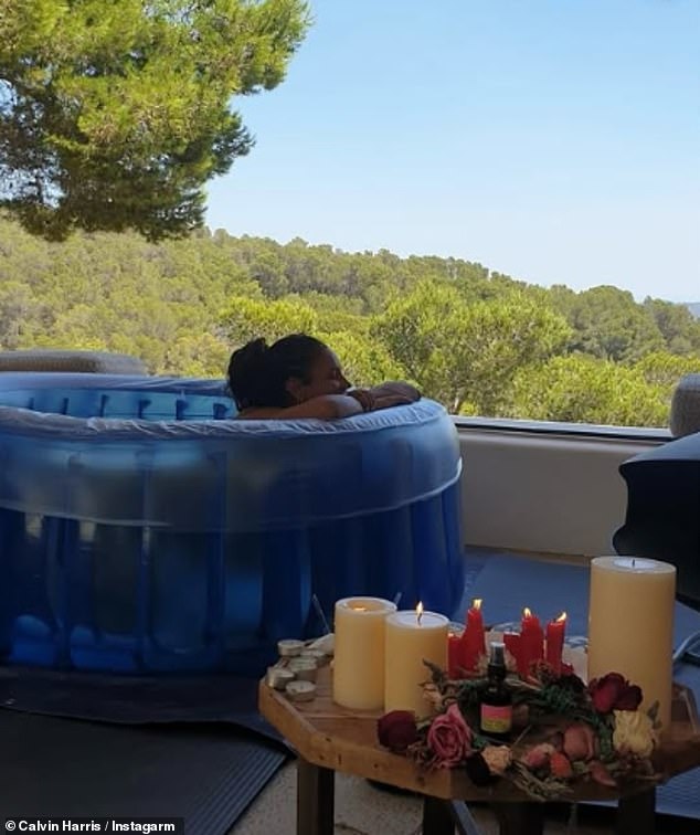 In a gushing post to his 'superhero' wife, the doting new father shared a carousel of snaps of Vick in a birthing pool and a picture of himself holding his newborn son