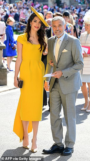Her Majesty is said to have disapproved of their guestlist and the couple's preference to invite 'random' celebrities who did not know the royals over family members in May 2018. Oprah and George and Amal Clooney pictured at the church