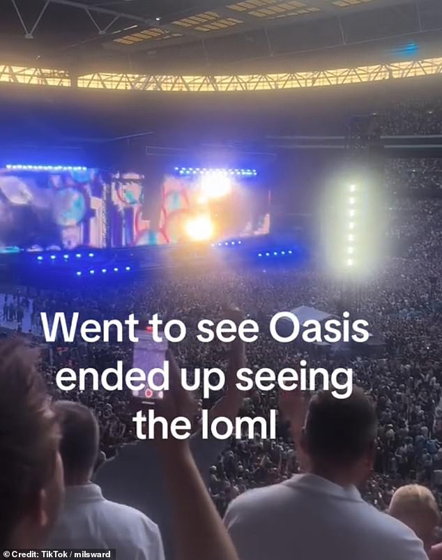The video circulating on TikTok was captioned: 'Went to see oasis and ended up seeing the LOML.'