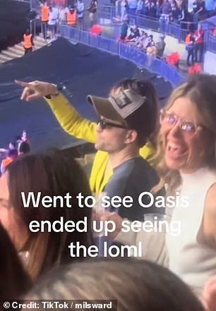 A Hollywood heartthrob and his famous partner sent fans into meltdown as they blended into the crowd at an Oasis gig in Wembley