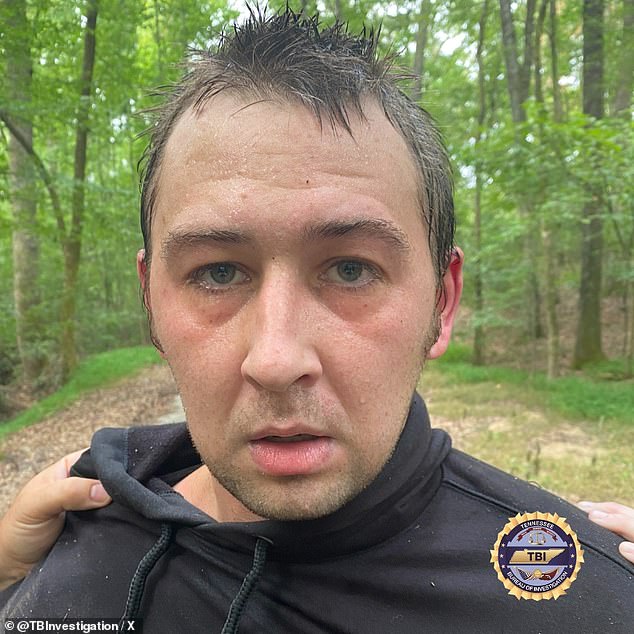 Austin Robert Drummond, 28, a Tennessee man suspected of murdering four family members in a vicious attack, has been arrested after almost a week on the run