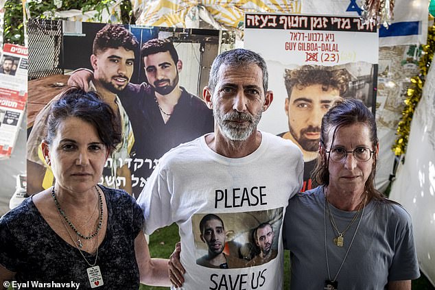 From left to right, Guy's parents, Meirav and Ilan Dalal, and Evyatar's mother Galia