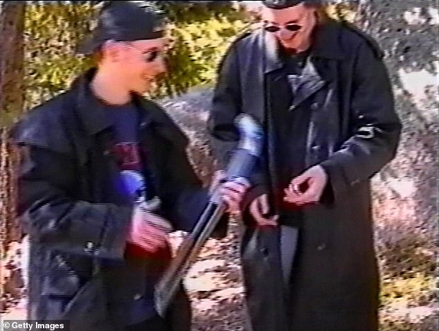 He has become controversial for some comments he made over the years, including saying some of the girls running from the Columbine High School shooting were 'really good looking girls' - Columbine shooters Eric Harris and Dylan Klebold pictured