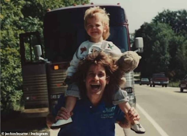 Jack posted adorable photos from his childhood, sitting on his father's shoulders