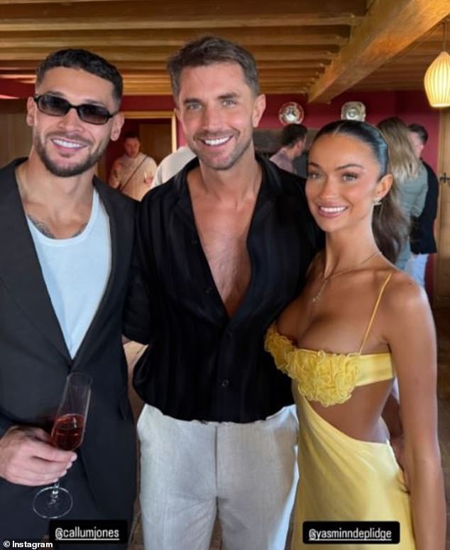 Guests in attendance include Love Island's Callum Jones (pictured) and Code Of Silence star Kieron Moore, who have shared glimpses of the wedding on social media