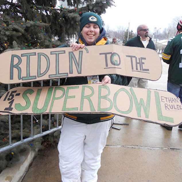 The previously unremarkable American, pictured here supporting her beloved Green Bay Packers, committed the offence after becoming besotted with a British thug