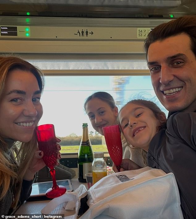 Grace, 39, and Mikey, 42, welcomed son Atticus in January 2022, and are also parents to Georgiana, 13, Spencer, 10, and Allegra, six (pictured in 2024)