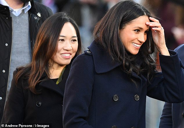 Meghan in 2017 with royal aide Heather Wong. She was one member of staff affected by the tension during the royal tour