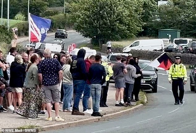 Protesters opposing the mosque took to the streets in June. Locals are concerned about the size of the building relative to the area's small Muslim population