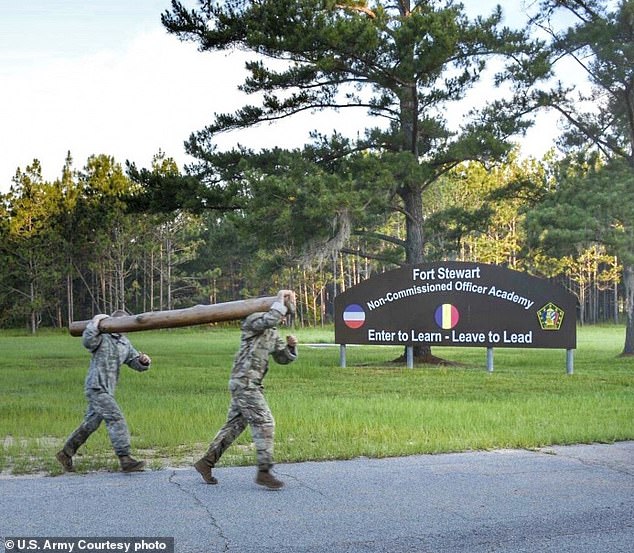 At least four people have been shot at Fort Stewart Army base (seen in a stock image) in Georgia as officials have urgently locked down the surrounding area