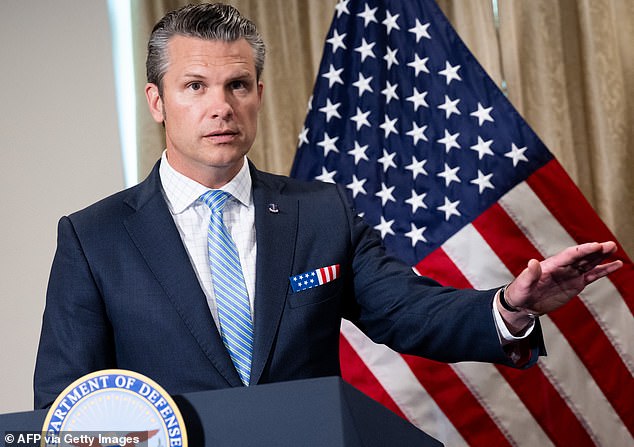 A total of 38 percent of Americans viewed US Secretary of Defense Pete Hegseth (pictured) with disapproval, while 26 percent had a favorable opinion and 37 percent expressed no opinion - leading to a -12 net favorability rating