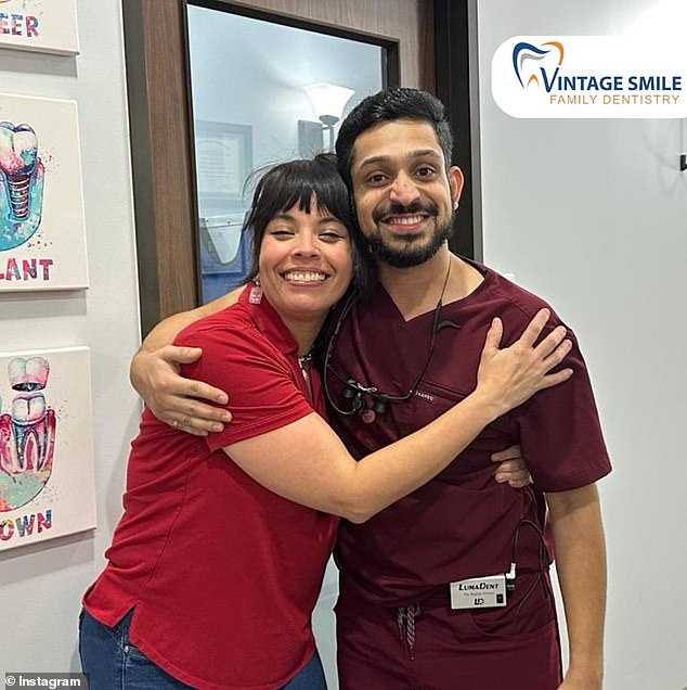 American dentist Kapadia Husain Zoher, 35, (pictured with a patient) and his engineer wife spent weeks behind bars after being caught red-handed stealing luxury items in an airport in notoriously strict Singapore