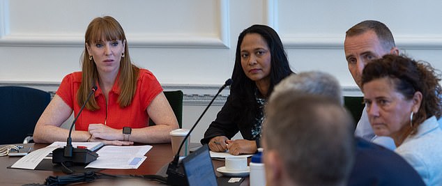Ms Ali is pictured with Labour housing chief and deputy party leader Angela Rayner