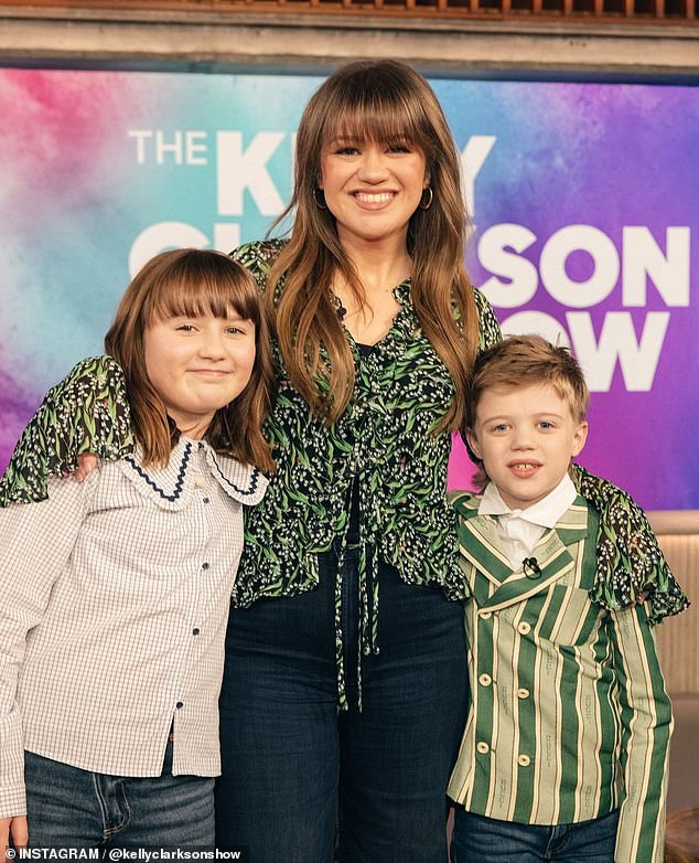 Earlier this year, Clarkson missed 10 episodes of her eponymous TV show. She didn't explain the absence but complained in May that its busy scheduled prevents her from touring as much as she wishes she could; pictured with River and Remington on her show's set