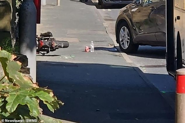 Shaw was disqualified from driving for two years, with an 11-month extension, totalling a 35-month ban (pictured: a bike at the scene of the crime)