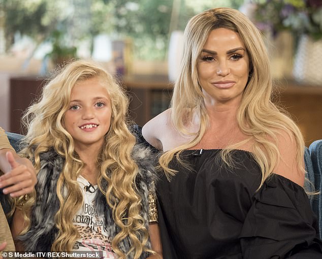 Katie, pictured with her daughter in 2017, voiced her criticism this week over not being 'allowed' to film new scenes with Princess for her ITV show (pictured 2017)