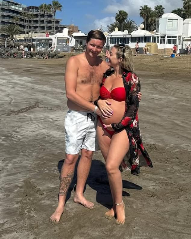 The 34-year-old appeared on the ITV show to chat to step-in host Christine Lampard , 46, about the tragic loss of her third child in June, who she shares with boyfriend Will Lindsay, 27 (pictured)