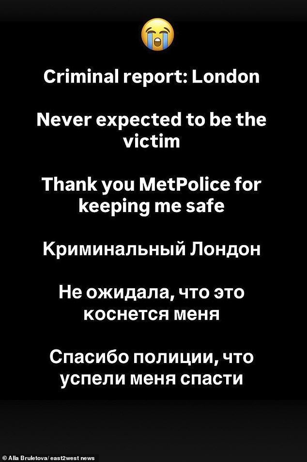 In a further Instagram post, the Russian model added that she 'never expected to be the victim'