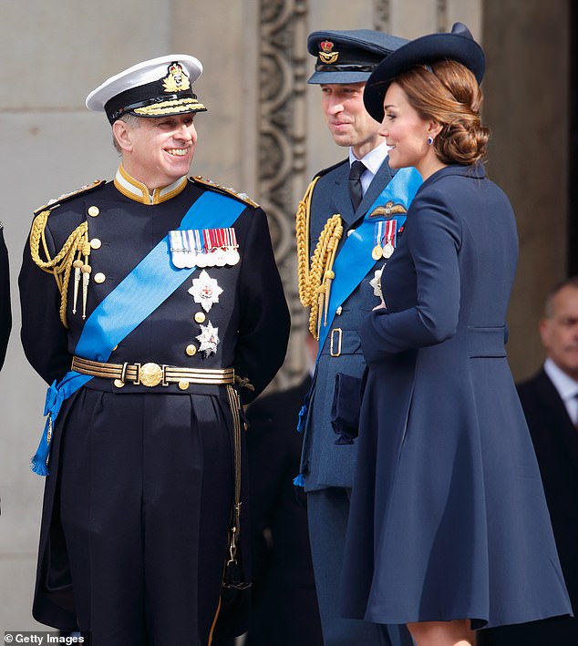 Prince William, the Princess of Wales and Prince Andrew. William views him as a liability, it has been claimed