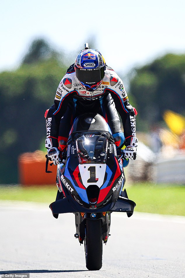 The Turk is known among his millions of fanatical followers for riding with his bike balanced on its front wheel — a stunt known as a ‘stoppie’