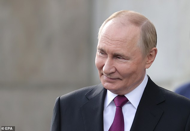A Kremlin aide yesterday indicated that Mr Trump and Vladimir Putin (pictured) could get together ¿in the coming days¿