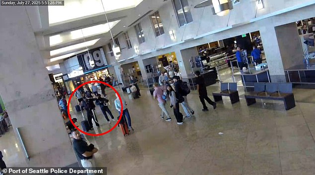 The couple appeared to have the argument right after going through security at the airport
