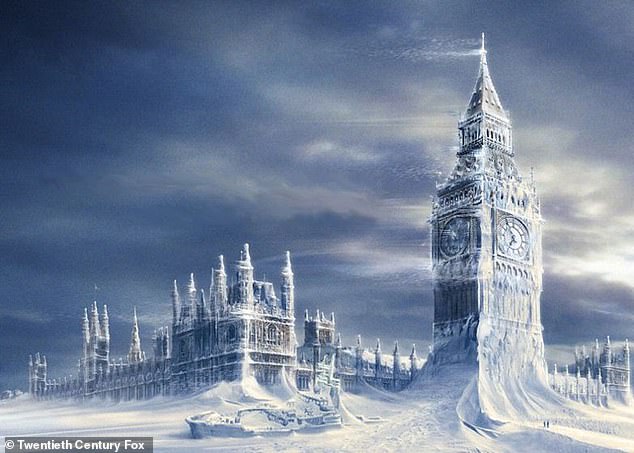 In the Hollywood blockbuster The Day After Tomorrow (pictured), ocean currents around the world stop as a result of global warming, triggering a new ice age on Earth