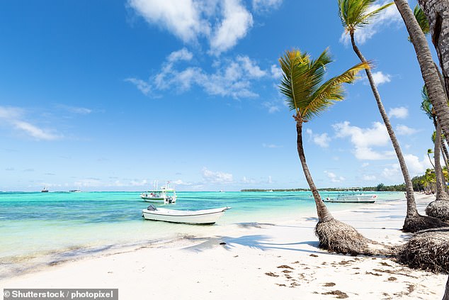 Bavaro beach in the Dominican Republic looking out to the Atlantic ocean