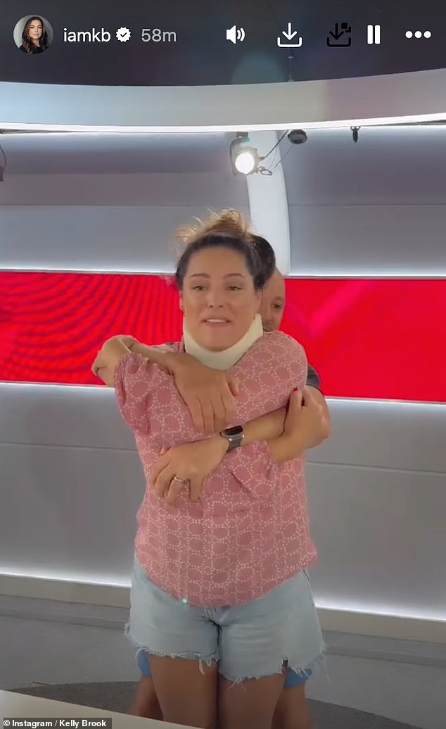But the fun didn't stop there, as later in the day, Kelly uploaded a video of herself wearing a neck brace and enlisting the help of Jason to crack her back
