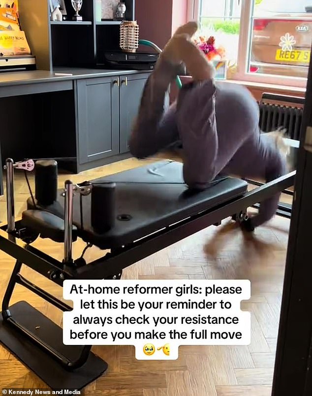 Annabelle had been filming her workout on her phone so she could check her form so ended up catching the accident as it occurred