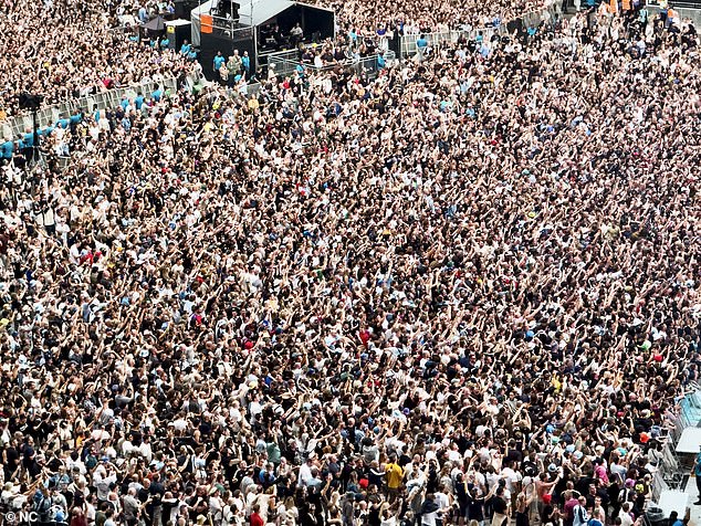 Two tipsters claimed a large group of fans were able to all use a copy of the same ticket to get into the North London stadium through a disabled entrance. Pictured: The first night of Oasis playing at Wembley stadium in London