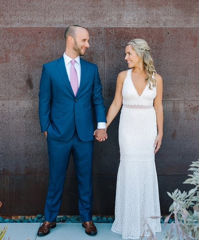 The Hillsbergs on their wedding day. They had known each other since college in the early 2000s but their romance kindled a decade and a half later