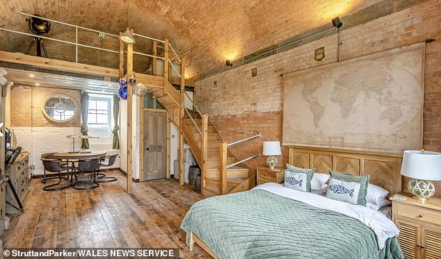 The unusual property has five luxury en-suite bedrooms, with all rooms having sea views
