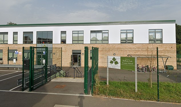 James Morgan, 36, called Badbury Park Primary in Swindon (pictured) to ask if any of the primary children would be 'back home or in school' because he was litter picking nearby