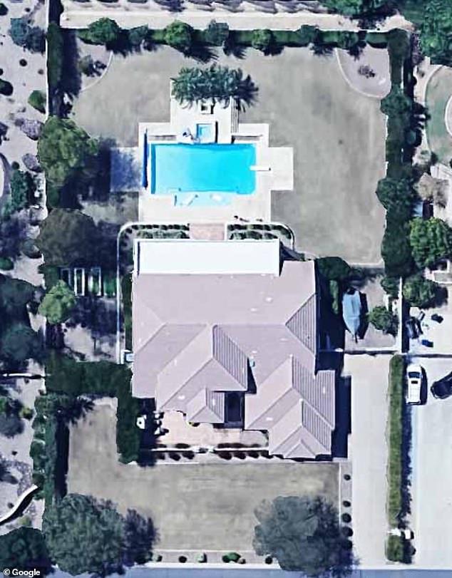 Trigg was found unresponsive inside the swimming pool of their Arizona home, seen here