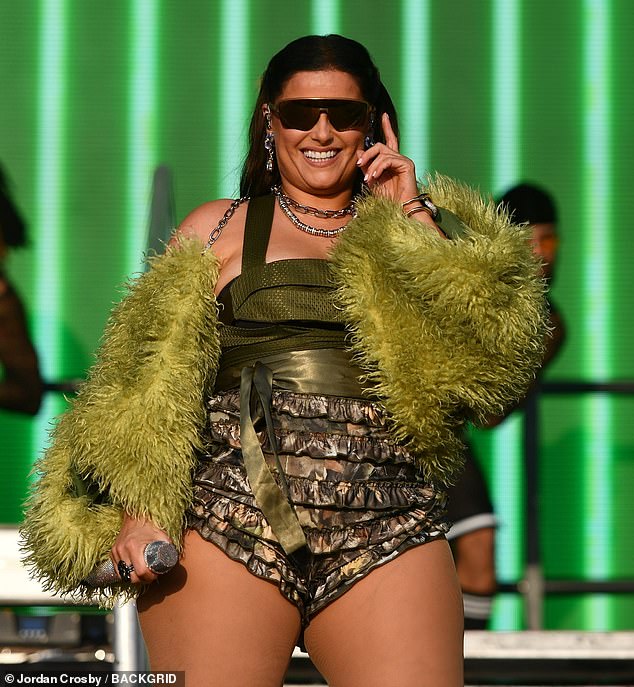 The I'm Like a Bird hitmaker, 47, looked incredible in a pair of ruffled khaki hotpants
