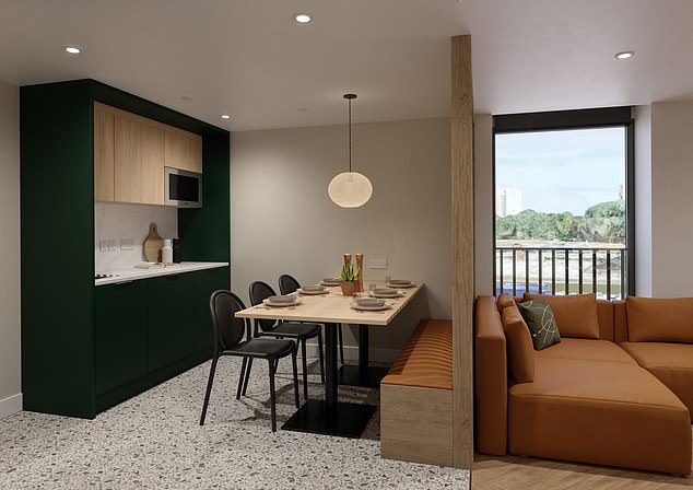 Communal facilities include a gym, basketball court, boxing and cardio studios, meditation area, karaoke room, recording studio, gaming zone, cinema and roof terrace. Pictured: Fusion Students