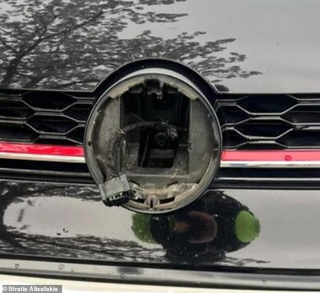 Stratis Alisafakis, 40, from Ealing, in London, watched doorbell footage back in horror when he captured his Volkswagen GTI being targeted in March