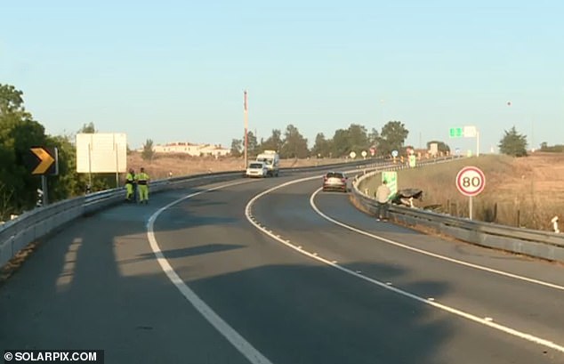 Thetford Bulldogs Football Club has remembered the twins, both former players for the club, as part of the 'Bulldogs family'. The tragedy happened at around 1.40am on Saturday on the IP2 main road (pictured) in Castro Verde where signs shows the speed limit is 80km/h.