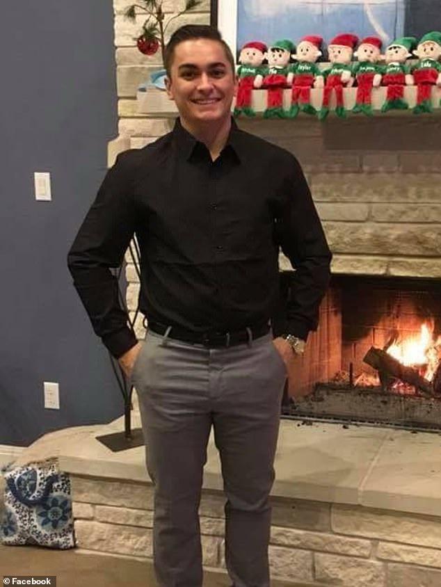 Pictured: A photograph of Nieneker from his Facebook page showing him beside a fireplace