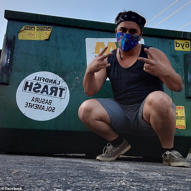 Pictured: A photograph of Nieneker from his Facebook page showing him wearing a face mask