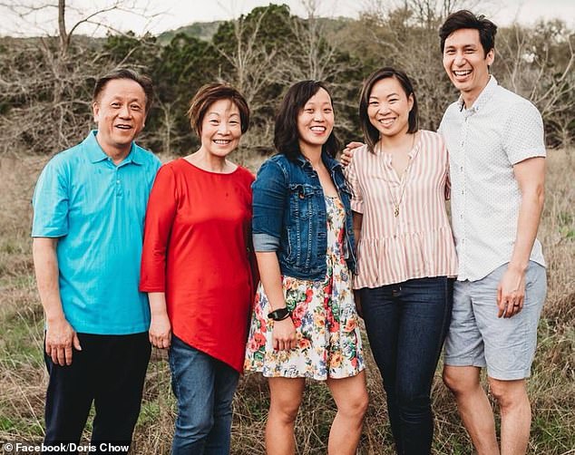 Chow (left) was killed and his wife Doris, 66, (second from left) wounded during the Target shooting