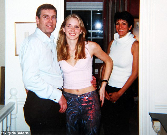 Virginia Giuffre is photographed with Prince Andrew and Ghislaine Maxwell in London in 2001
