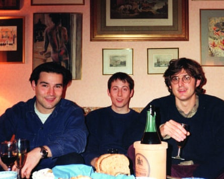 Adam, Joe and Louis in 1995, aged about 26, enjoying a traditional Christmas Eve get-together at his parents’ place in Clapham