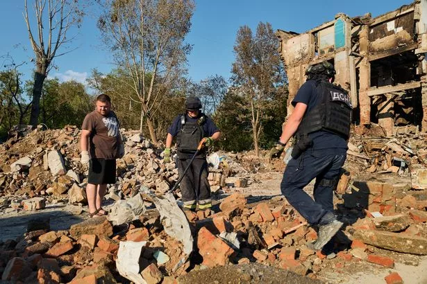 Kramatorsk, Ukraine: firefighters battle aftermath of strike
