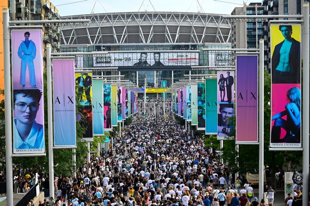 Oasis fans outside Wembley Stadium in July 2025.