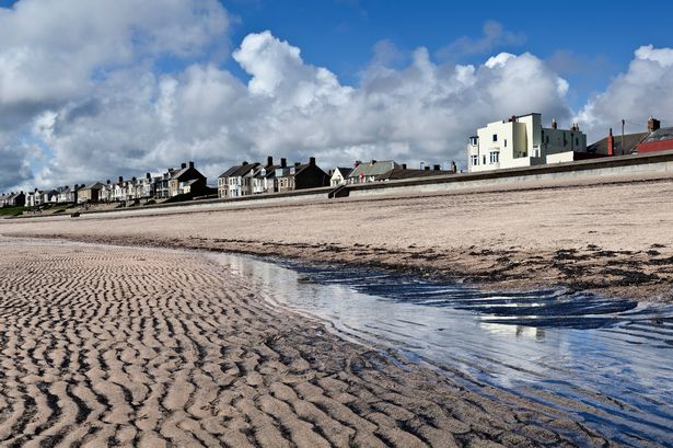 Low tide at Newbiggin-by-the-sea in Northumberland, England
