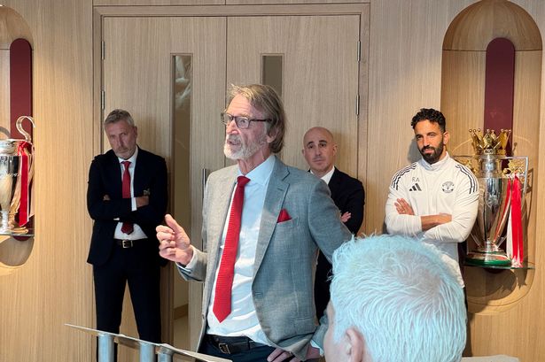 Sir Jim Ratcliffe speaking at Carrington