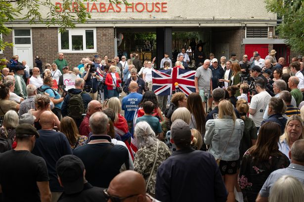 Protesters outside the Barbican Thistle Hotel in London on Saturday