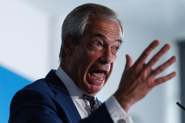 Former Ukip leader Nigel Farage holding a press conference on Monday